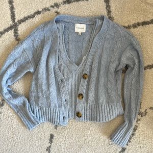 Light blue tank top and cardigan